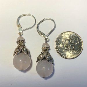 ETSY rose quartz crystal earrings